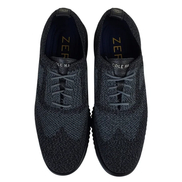 New Cole Haan 2 zerogrand stitchlite oxfords sneakers black knit stretch comfort